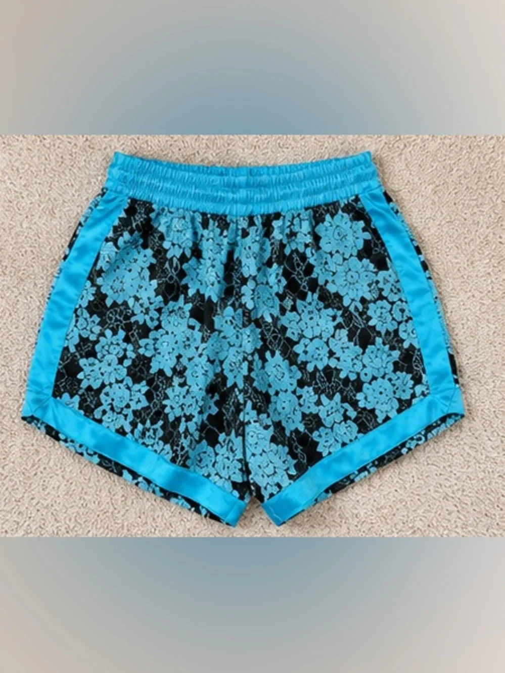 Nike Turquoise Floral Lace Athletic Shorts